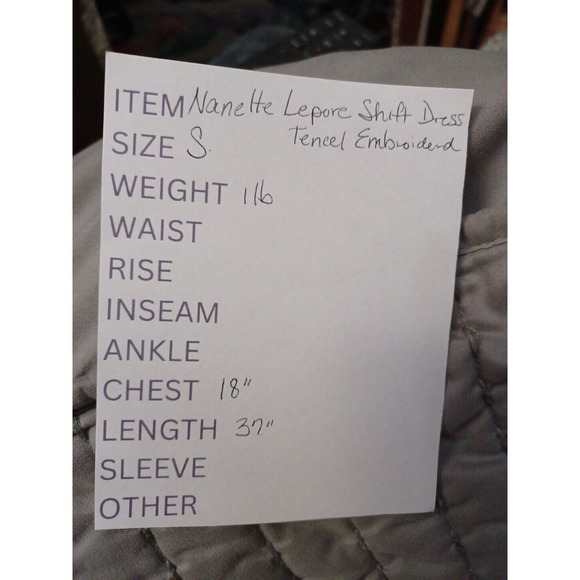 Nanette Lepore Size S Chambray Shift Dress Blue Embroidered Crochet Trim - Picture 10 of 10